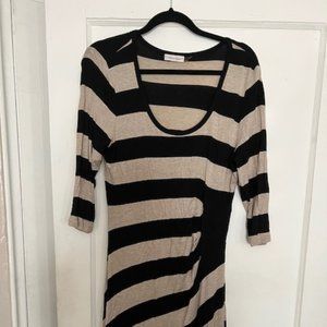 Calvin Klein Black Tan Stripe BodyCon Midi Dress 12